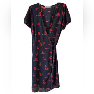Navy blue Cherry Wrap Dress, M